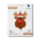 27" Foil Balloon Smiley Reindeer Head