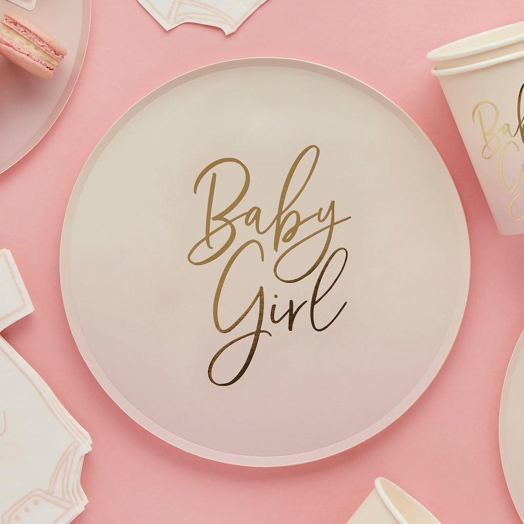 Pink 'Baby Girl' Paper Plates 8/Pack