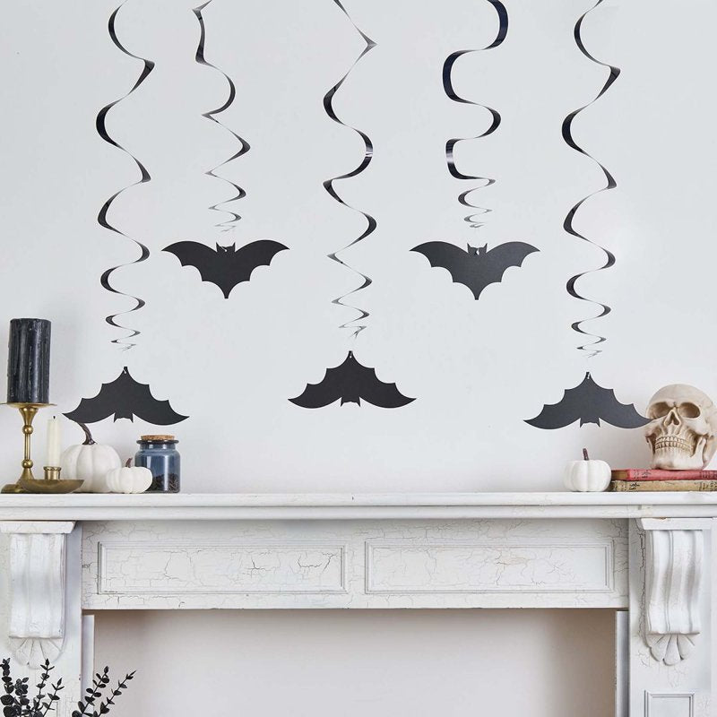 5 Bat Spiral Decorations