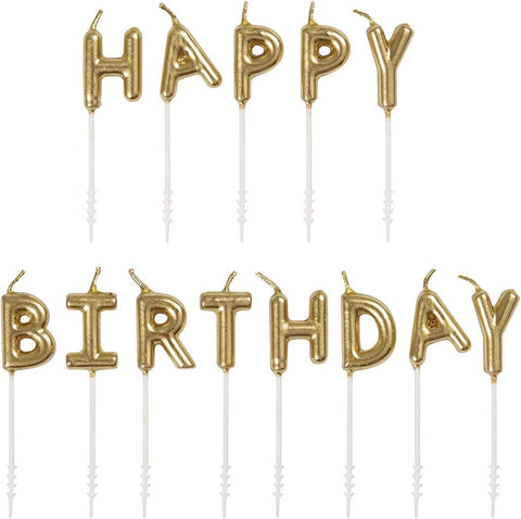 Happy Birthday Gold Picks Candles