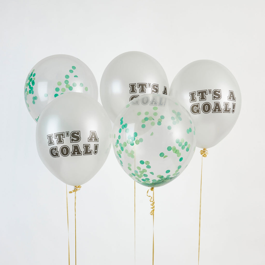Football 'It's a Goal!' Latex 12" Balloons 5/Pack