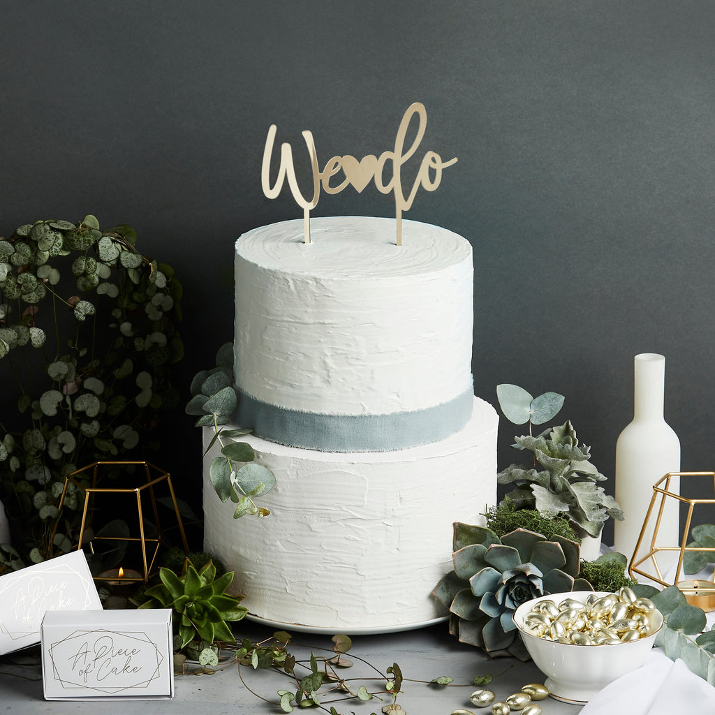 Gold Acrylic 'We Do' Cake Topper 165mmx165mm