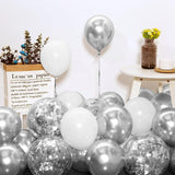 Balloon Garland Arch Kit – 64pcs/Pack Rose Silver, White & Confetti Balloons