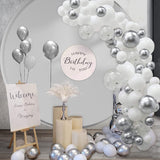 Balloon Garland Arch Kit – 64pcs/Pack Rose Silver, White & Confetti Balloons
