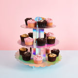 Iridescent  Scallop Edge 3 Tier Cake Stand