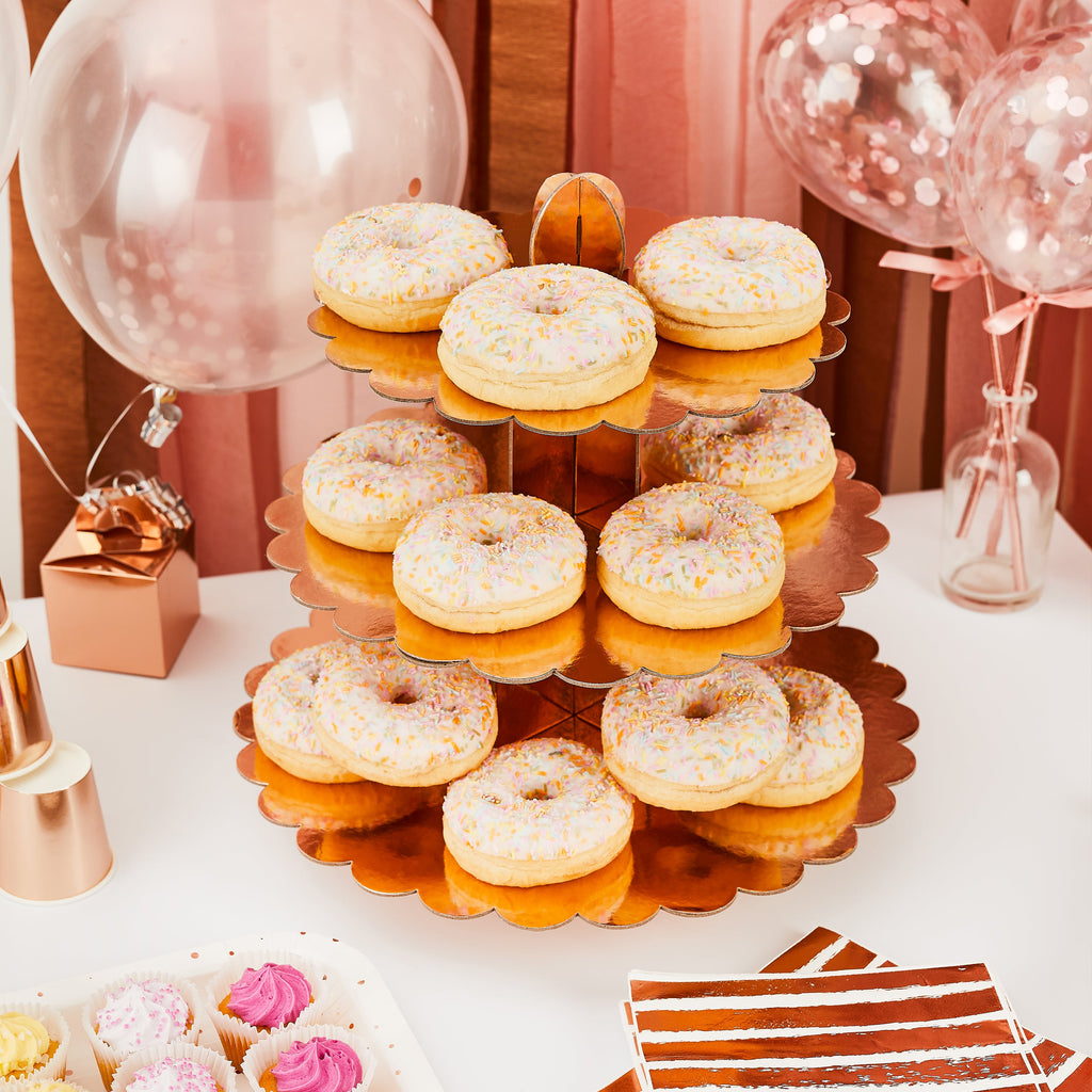 Rose Gold Scallop Edge 3 Tier Cake Stand