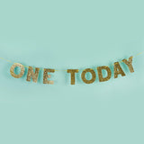 Gold 'One Today' Glitter Banner 2m