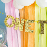 Gold 'One Today' Glitter Banner 2m