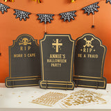 3 Gravestone Custom Signs with 5 Gold Sticker Sheets