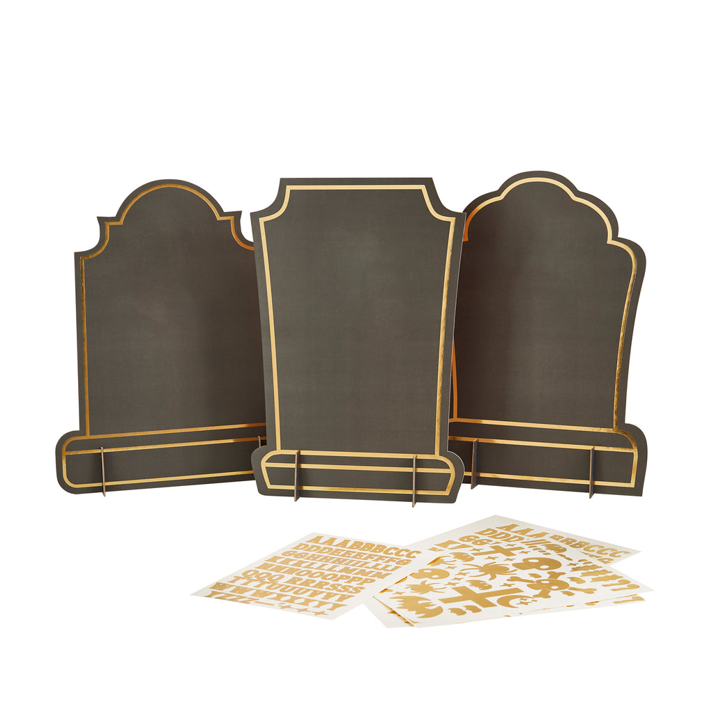 3 Gravestone Custom Signs with 5 Gold Sticker Sheets