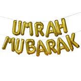 Gold Umrah Mubarak 16 Inch Foil Balloon Garland Welcome Decoration