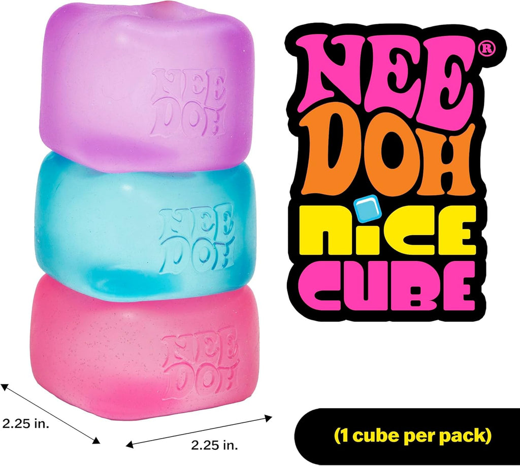 Schylling NeeDoh Nice Cube Sensory Squeeze Toy 2.25 Inch – Assorted Random Colours Super Solid Squishy Fidget Stress Relief Toy for Kids & Adults
