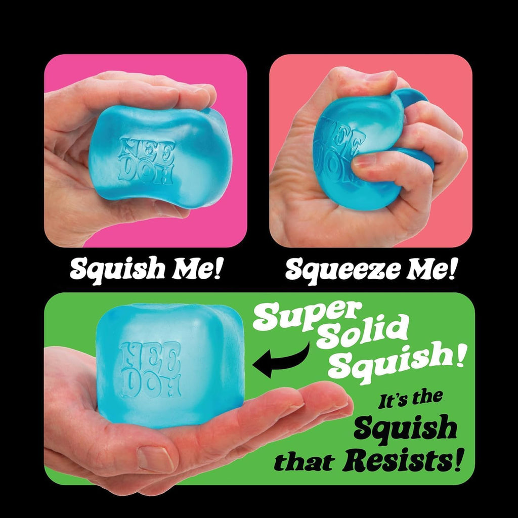 Schylling NeeDoh Nice Cube Sensory Squeeze Toy 2.25 Inch – Assorted Random Colours Super Solid Squishy Fidget Stress Relief Toy for Kids & Adults