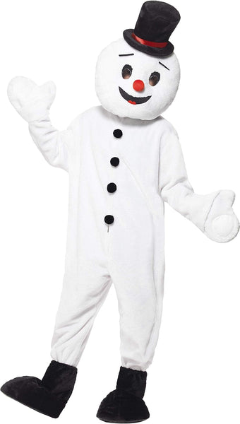 Snowman Mascot Male Costume, White, with Large Head, Bodysuit
