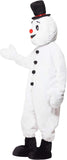 Snowman Mascot Male Costume, White, with Large Head, Bodysuit