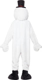 Snowman Mascot Male Costume, White, with Large Head, Bodysuit