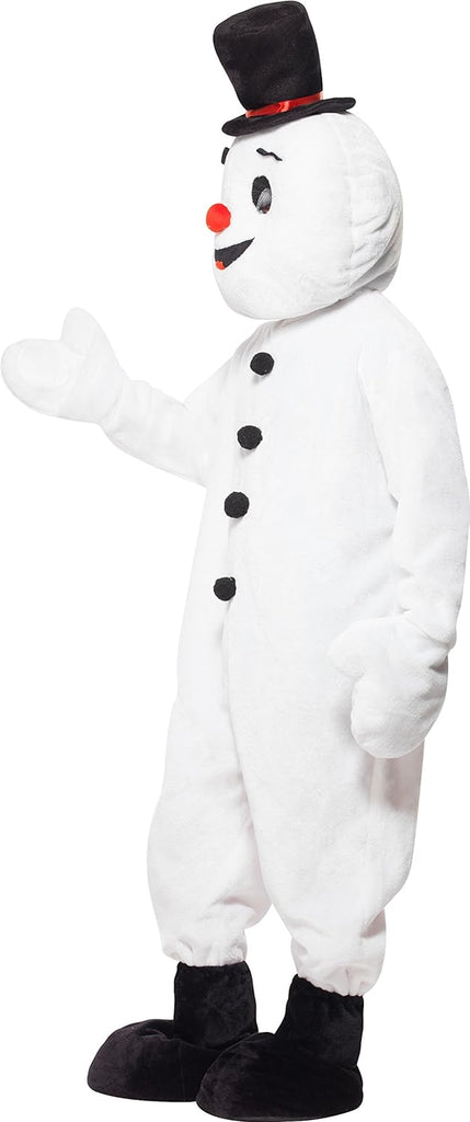 Snowman Mascot Male Costume, White, with Large Head, Bodysuit