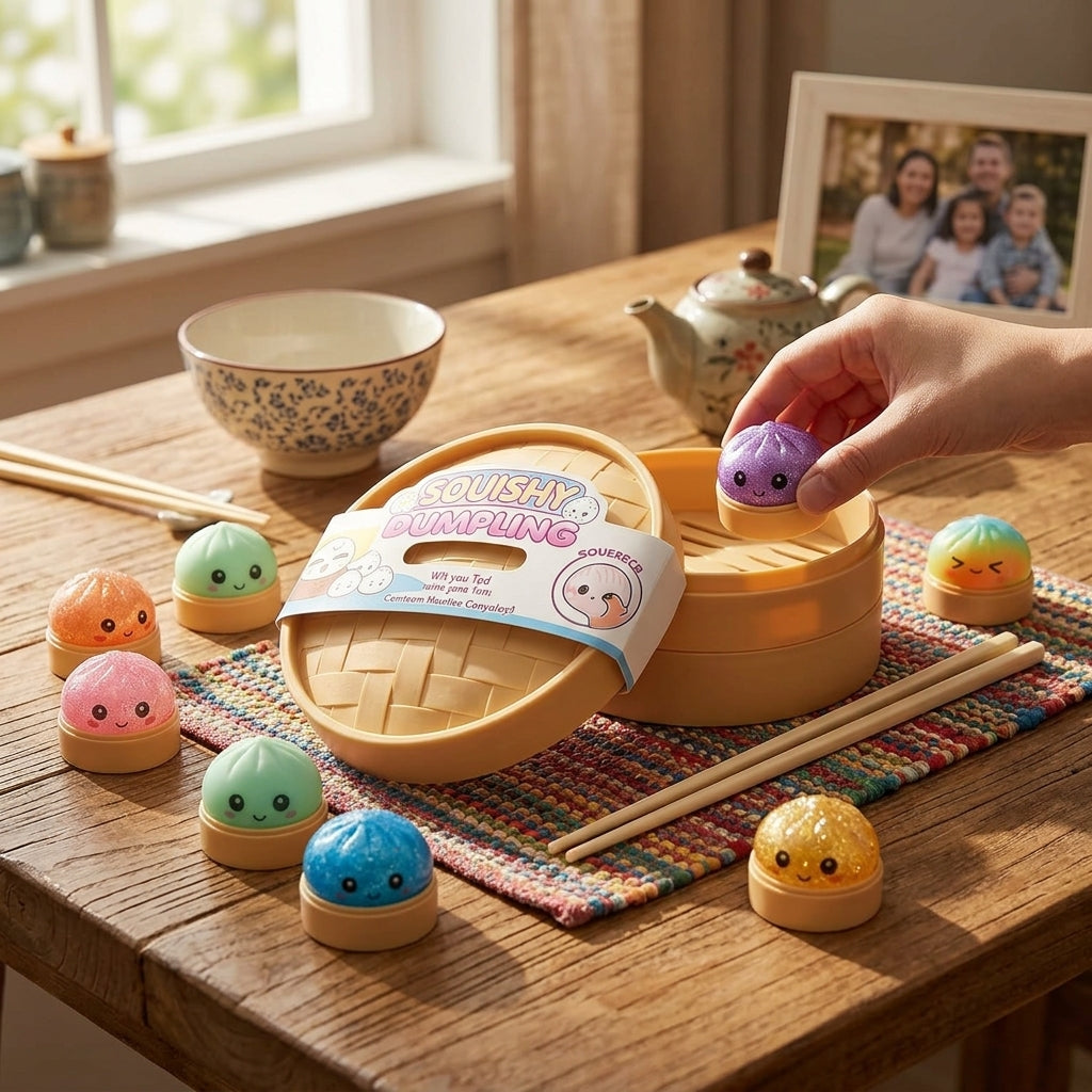 Mystery Dumpling Squishy Glitter - Classic Face Emoji 9cm