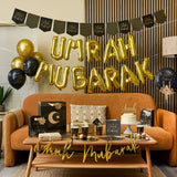 Gold Umrah Mubarak 16 Inch Foil Balloon Garland Welcome Decoration
