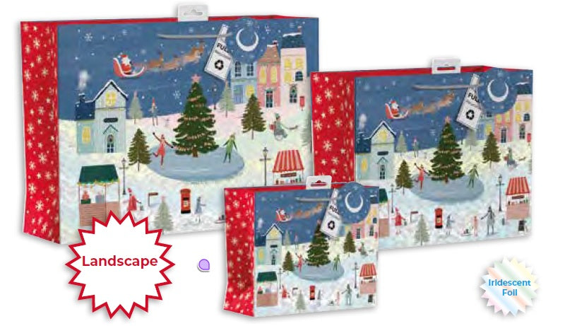 Winter Village Landscape Gift Bag Medium