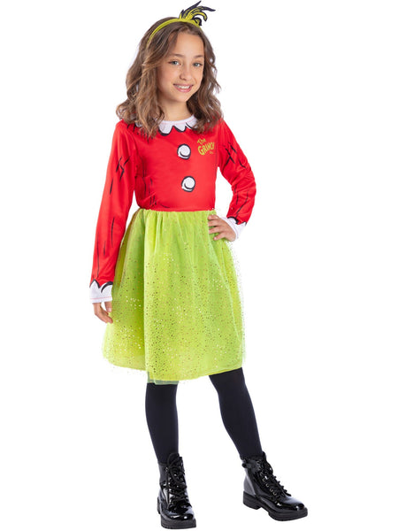 Smiffys Dr Seuss The Grinch Santa Girls Costume, Dress & Headband size S kids halloween costume UAE