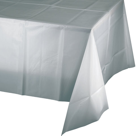  Touch Of Color Shimmering Silver Plastic Tablecover 