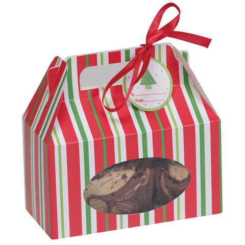 Red Green Stripes Treat Boxes With Handle & Tags