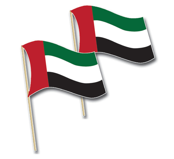 UAE Flag 12inx18in With Wooden Stick 