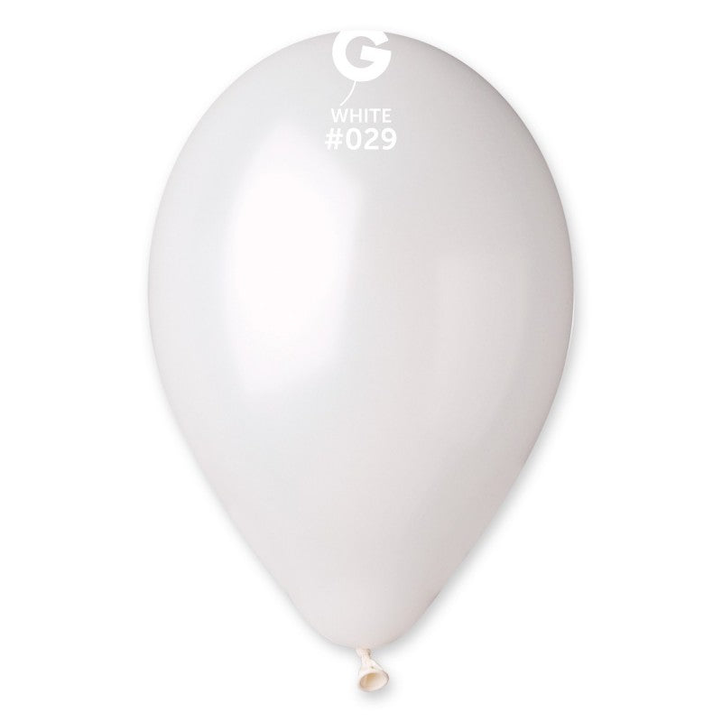  12in Metallic White Latex Balloons 100 pieces