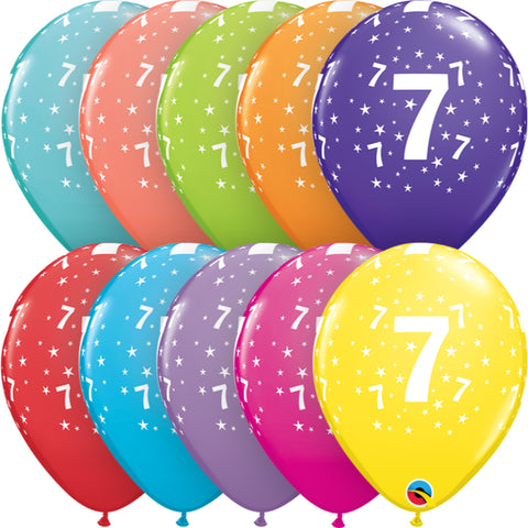  Age 7 11in Tropical Assortment Latex Balloons 6 pieces