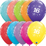 Age 16 11in Tropical Assortment Latex Balloons 6 pieces