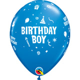  Birthday Boy 11in Dark Blue Latex Balloons 6 pieces