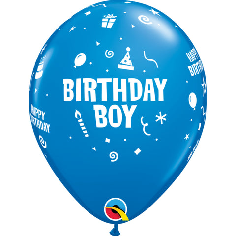  Birthday Boy 11in Dark Blue Latex Balloons 6 pieces