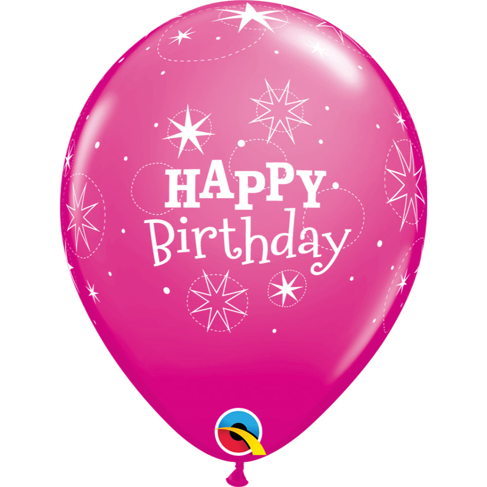  Birthday Sparkle 11in Wild Berry Latex Balloons 6 pieces