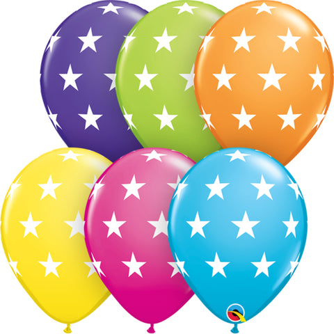  11In Star Printed Balloons Latex 6 pieces