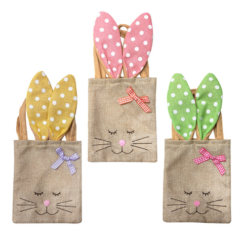 Easter Bunny Jute Bags Assorted 3Pcs/pack