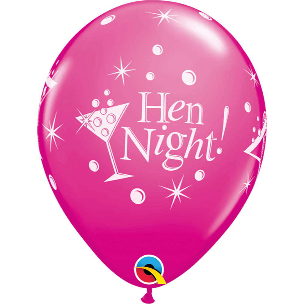  Hen Night Bubbly 11in Wild Berry Latex Balloons 6 pieces