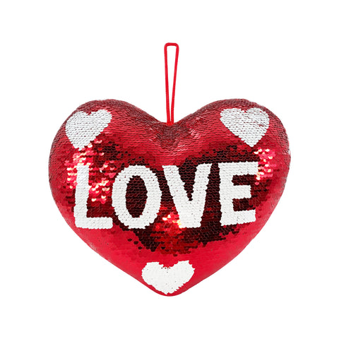 Valentine Sequins Heart Cushion 30cm