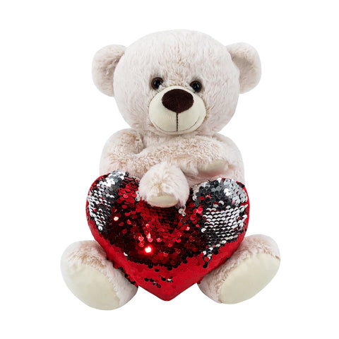 Valentine Plush Bear with Sequins Heart 25cm