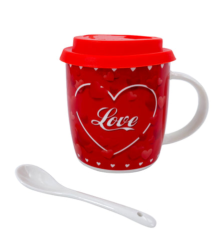 Valentine Mug with Lid Asst. 12cm