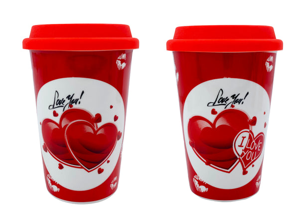 Valentine Mug with Lid Asst. 12.5cm