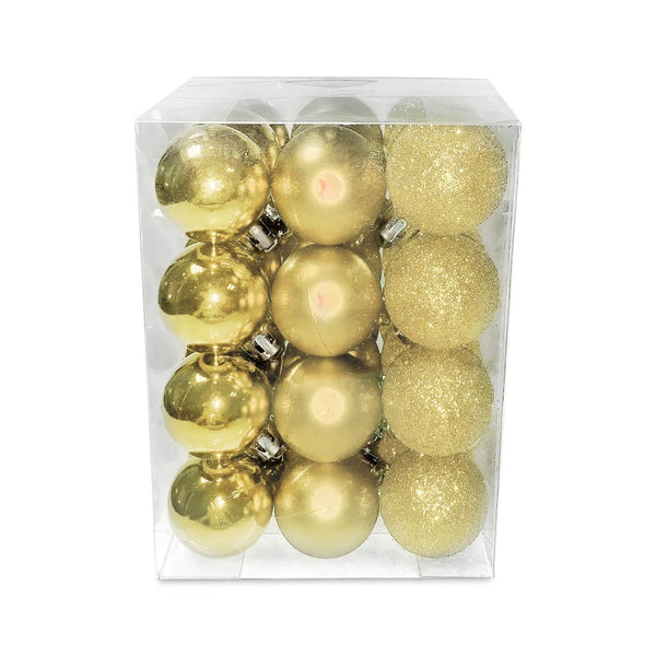 Christmas Balls Shiny Matt Glitter Gold 3Cm 36Pcs