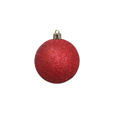 Christmas Shiny Matt Glitter Balls Red 10Cm 6Pcs