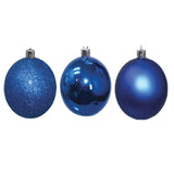 Shiny Matt Glitter Balls Blue 7Cm 12Pcs