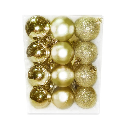 Christmas Balls Shiny Matt Glitter Gold 5Cm 24Pcs