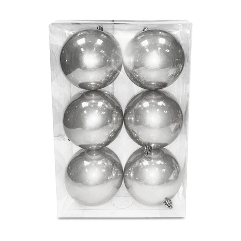 Christmas Balls Pearl Finish Silver 10Cm 6Pcs