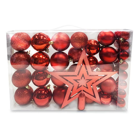 Christmas Baubles Gift Set Red 41Pcs