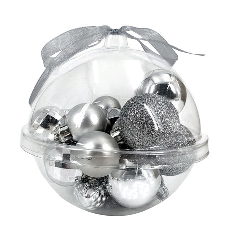 Christmas Baubles Assorted Silver 22Pcs/Box
