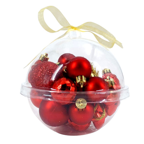 Christmas Baubles Assorted Red 22Pcs/Box