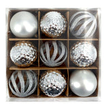 Christmas Baubles Silver 8Cm 9Pcs/Box